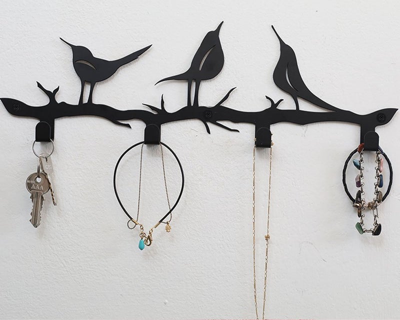 Stur-De Key Holder for Wall - Rustic Key Hooks for Hanging Accessories, Metal Key Hanger Farmhouse Style - Iron Wall Mounted Key Holder, Birds Design Key Rack - 16 x 5 x 1 Inches - Image 2